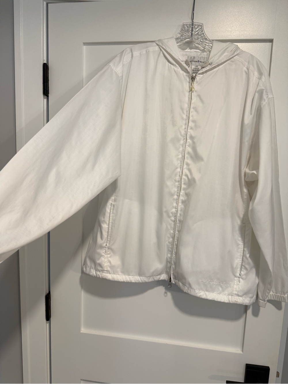 Cutter & Buck White Hooded Zip Jacket, Size L